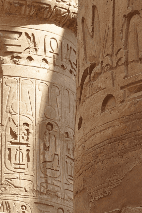Egyptian columns with hieroglyphics